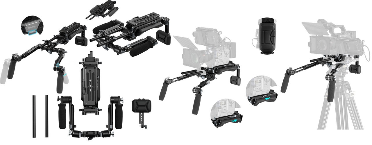 SmallRig HawkLock Kit Supporto A Spalla VCT-14 Con Sgancio Rapido, Carico 20kg, Per Cinema Camera – SR009